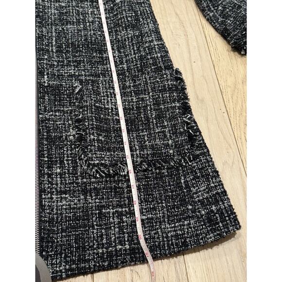 Size 6 J.Crew Tweed Swing Lady Coat Black Wool Blend Fringe Trim Coat MSRP $198 - Picture 8 of 13